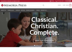 How memoriapress.com looks like on a tablet such as an iPad.