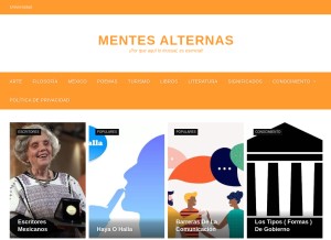 How mentesalternas.com looks like on a tablet such as an iPad.