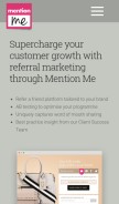 How mention-me.com looks like on a mobile device such as an iPhone.