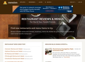 How menuism.com looks like on a tablet such as an iPad.