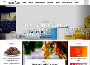How meraklikadin.com looks like on a tablet such as an iPad.