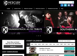 How mercuryballroom.com looks like on a tablet such as an iPad.
