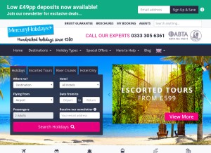How mercurydirect.com looks like on a tablet such as an iPad.