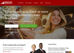 How mercuryinsurance.com looks like on a tablet such as an iPad.