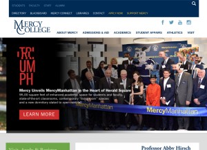 How mercy.edu looks like on a tablet such as an iPad.