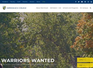 How merrimack.edu looks like on a tablet such as an iPad.