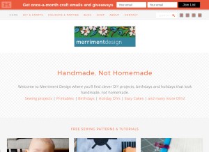 How merrimentdesign.com looks like on a tablet such as an iPad.