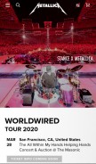 How metallica.com looks like on a mobile device such as an iPhone.