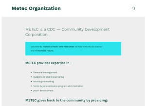 How metec1.org looks like on a tablet such as an iPad.