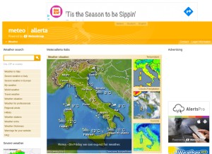 How meteo-allerta.it looks like on a tablet such as an iPad.