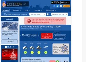 How meteo-annecy.com looks like on a tablet such as an iPad.