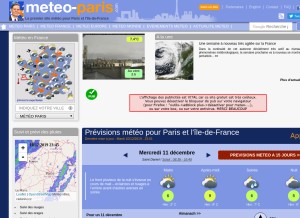 How meteo-paris.com looks like on a tablet such as an iPad.