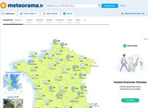 How meteorama.fr looks like on a tablet such as an iPad.