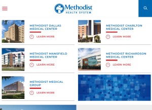 How methodisthealthsystem.org looks like on a tablet such as an iPad.