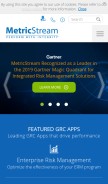 How metricstream.com looks like on a mobile device such as an iPhone.