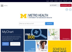 How metrohealth.net looks like on a tablet such as an iPad.
