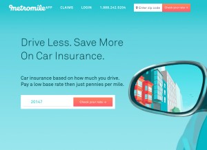 How metromile.com looks like on a tablet such as an iPad.