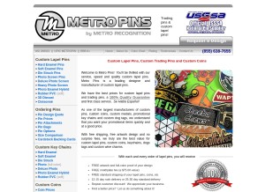 How metropins.com looks like on a tablet such as an iPad.