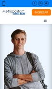 How metropolitanenglishnow.com looks like on a mobile device such as an iPhone.