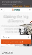 How metso.com looks like on a mobile device such as an iPhone.