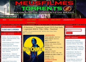 How meusfilmestorrents.com looks like on a tablet such as an iPad.