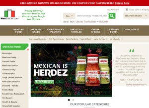 How mexgrocer.com looks like on a tablet such as an iPad.