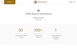 How mgmresorts.com looks like on a tablet such as an iPad.