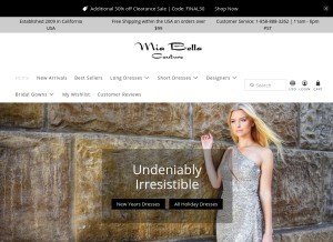 How miabellacouture.com looks like on a tablet such as an iPad.