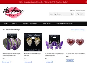 How miamorejewelry.com looks like on a tablet such as an iPad.