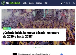 How mibolsillo.com looks like on a tablet such as an iPad.