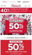 How michaels.com looks like on a mobile device such as an iPhone.