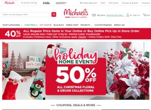 How michaels.com looks like on a tablet such as an iPad.