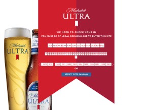How michelobultra.com looks like on a tablet such as an iPad.