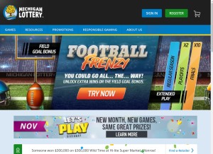 How michiganlottery.com looks like on a tablet such as an iPad.