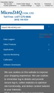 How microdaq.com looks like on a mobile device such as an iPhone.