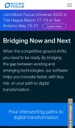 How microfocus.com looks like on a mobile device such as an iPhone.