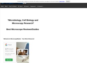 How microscopemaster.com looks like on a tablet such as an iPad.