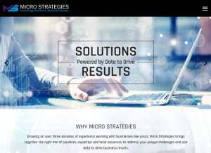How microstrat.com looks like on a tablet such as an iPad.