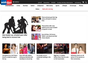How mid-day.com looks like on a tablet such as an iPad.
