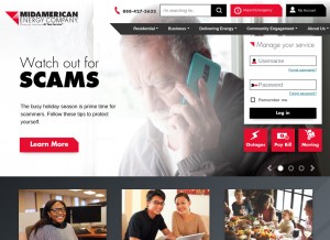 How midamericanenergy.com looks like on a tablet such as an iPad.
