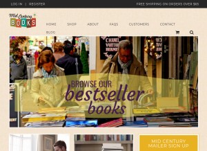 How midcenturybooks.net looks like on a tablet such as an iPad.