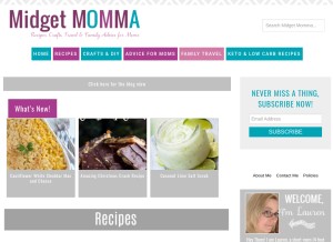 How midgetmomma.com looks like on a tablet such as an iPad.