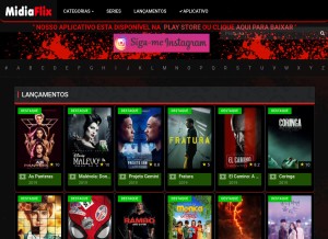 How midiaflixhd.com looks like on a tablet such as an iPad.