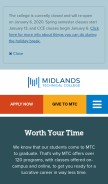 How midlandstech.edu looks like on a mobile device such as an iPhone.