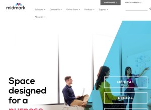 How midmark.com looks like on a tablet such as an iPad.