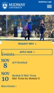 How midway.edu looks like on a mobile device such as an iPhone.