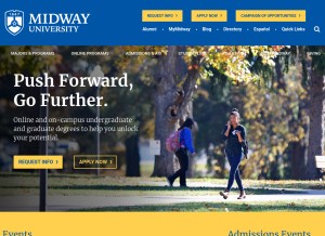 How midway.edu looks like on a tablet such as an iPad.