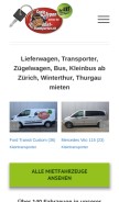 How miet-transporter.ch looks like on a mobile device such as an iPhone.