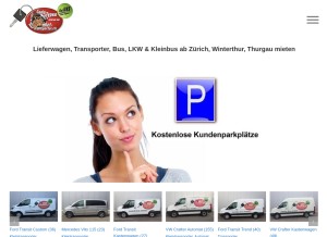 How miet-transporter.ch looks like on a tablet such as an iPad.