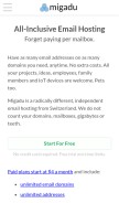 How migadu.com looks like on a mobile device such as an iPhone.